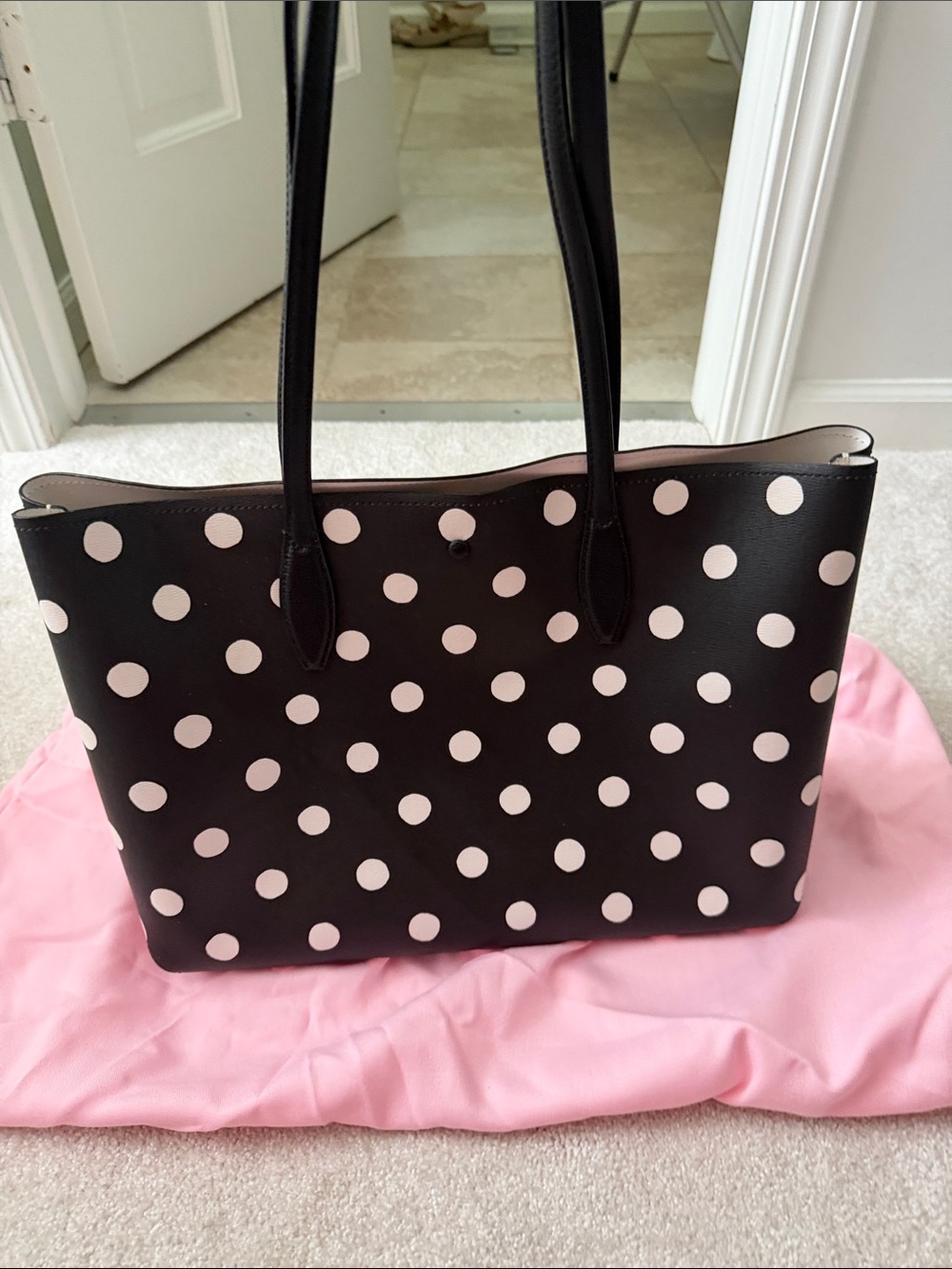 kate spade Black Tote with White Polka Dots and Gold Logo - Picture 2 of 4